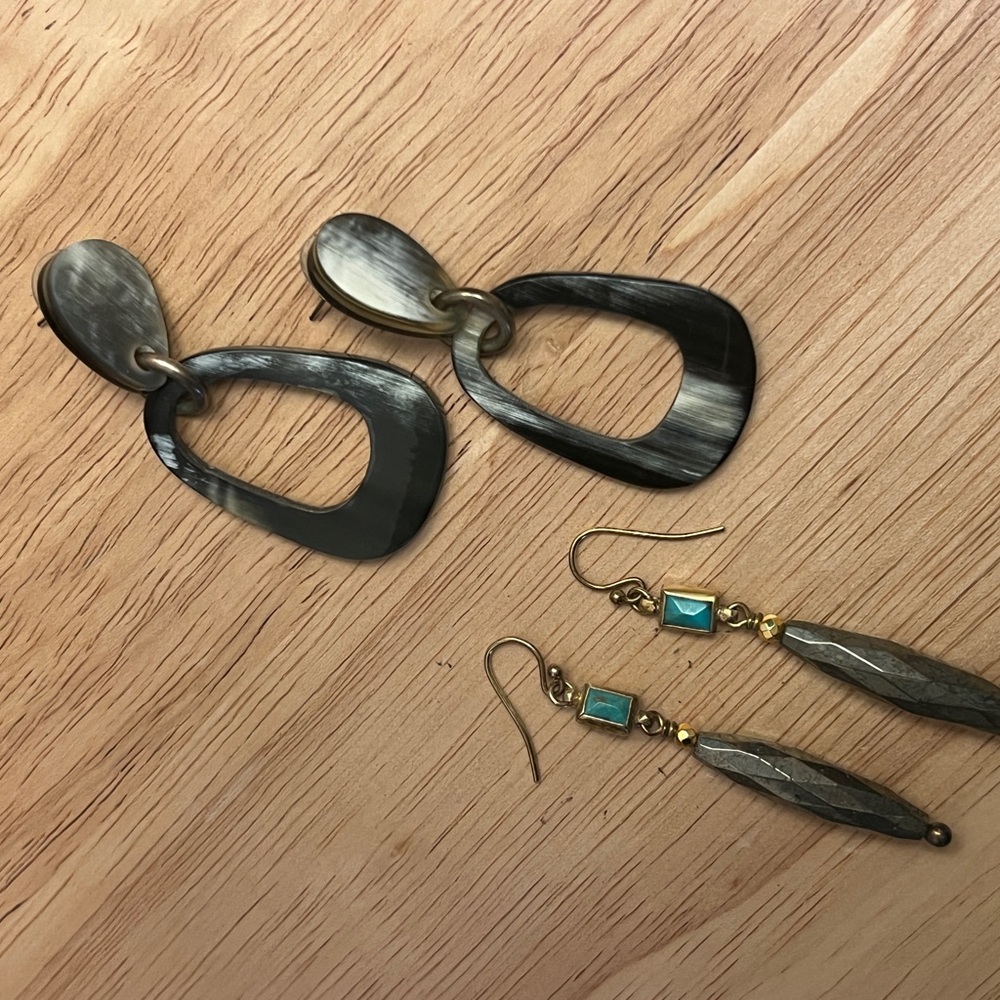 CHAN LUU Black Horn Earrings